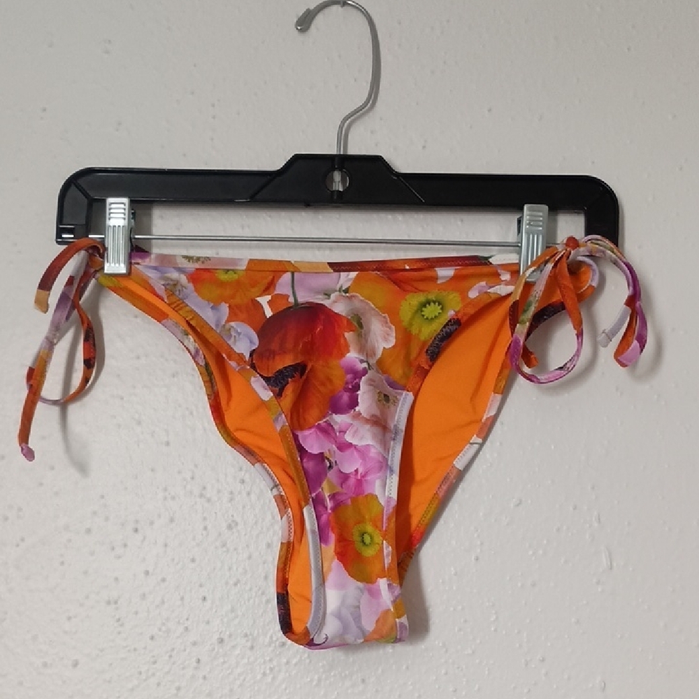Aerie Orange Floral Swim Bottoms NWT